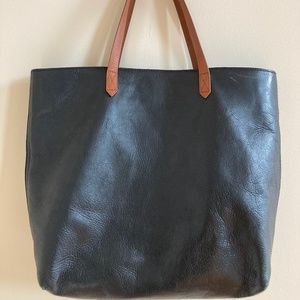 Madewell Black Leather Pebble Transport Tote